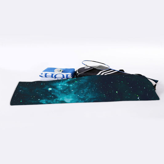 Dark Teal Galaxy Space Print Sports Towel