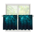 Dark Teal Galaxy Space Print Tier Curtains