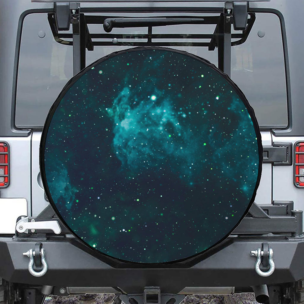Dark Teal Galaxy Space Print Tire Cover