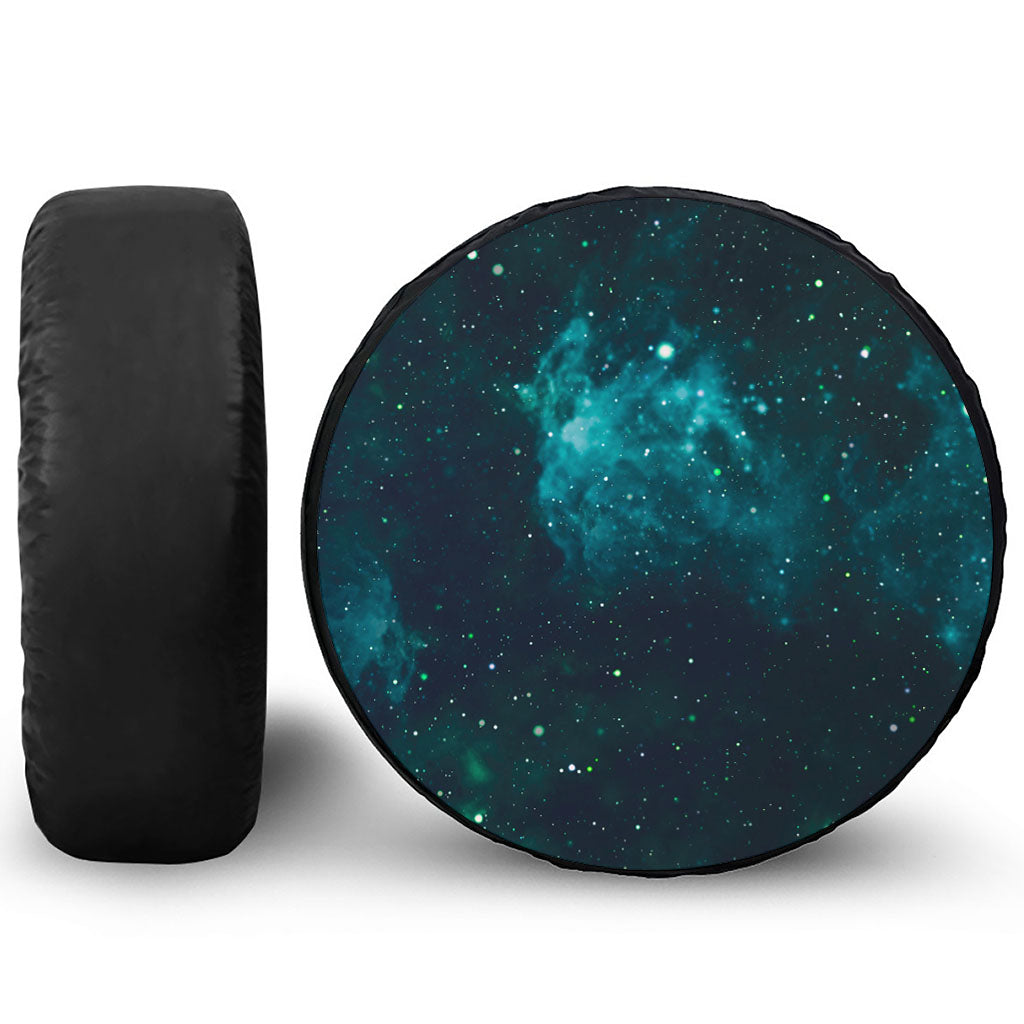 Dark Teal Galaxy Space Print Tire Cover
