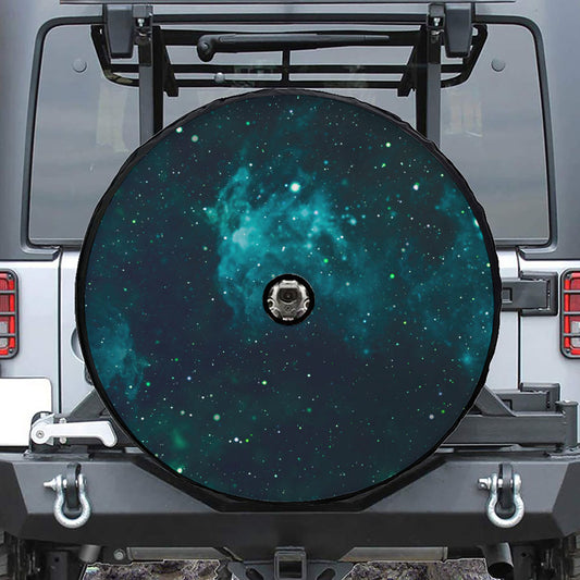 Dark Teal Galaxy Space Print Tire Cover With Camera Hole