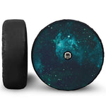 Dark Teal Galaxy Space Print Tire Cover With Camera Hole