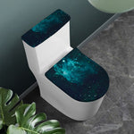 Dark Teal Galaxy Space Print Toilet Lid And Tank Cover Set