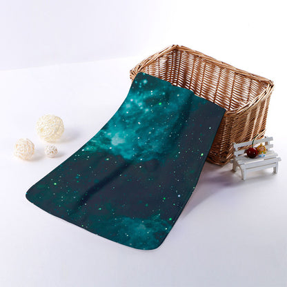 Dark Teal Galaxy Space Print Towel