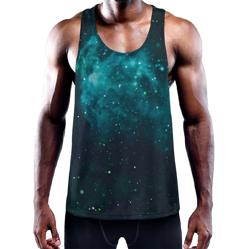 Dark Teal Galaxy Space Print Training Tank Top