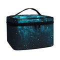 Dark Teal Galaxy Space Print Travel Makeup Bag