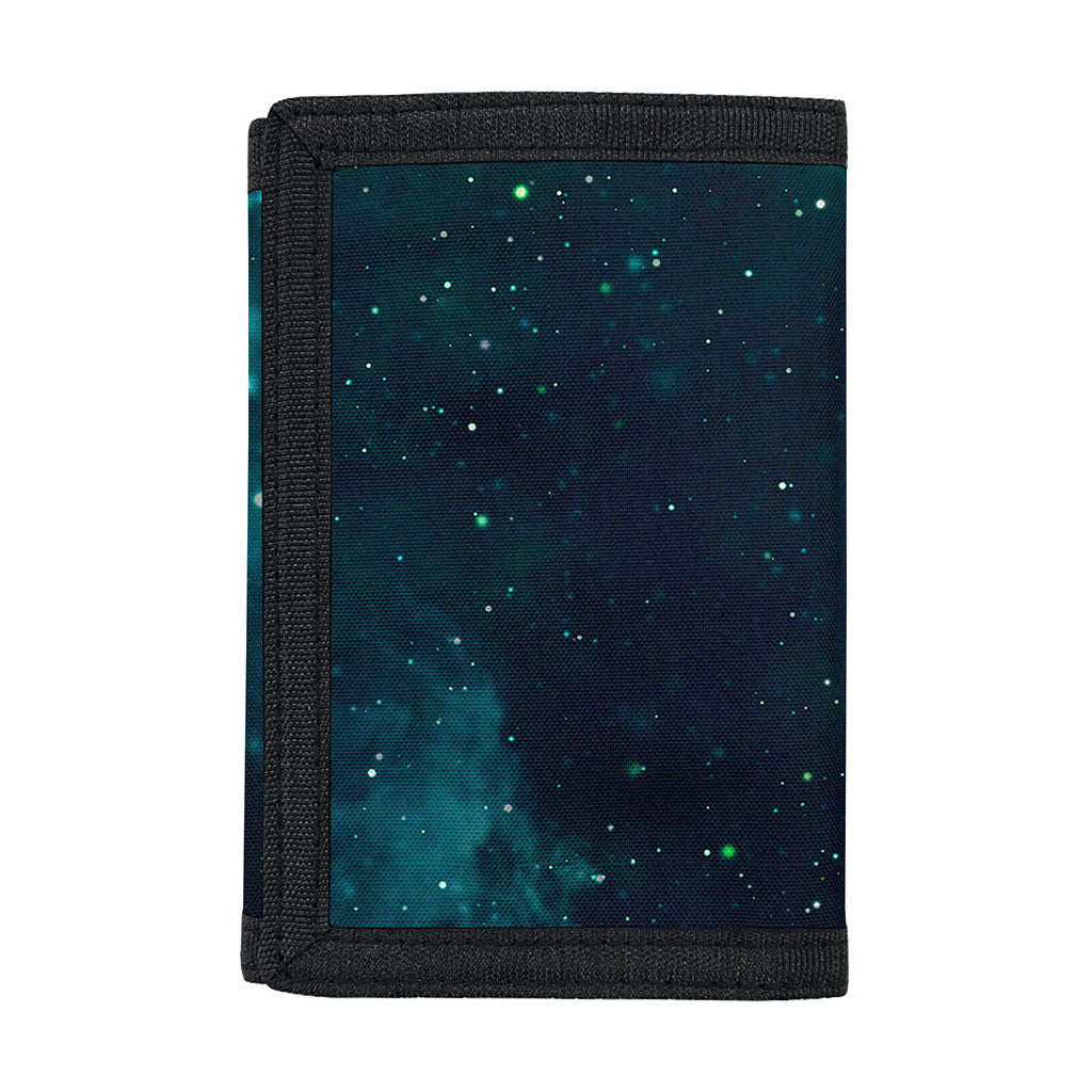 Dark Teal Galaxy Space Print Trifold Wallet