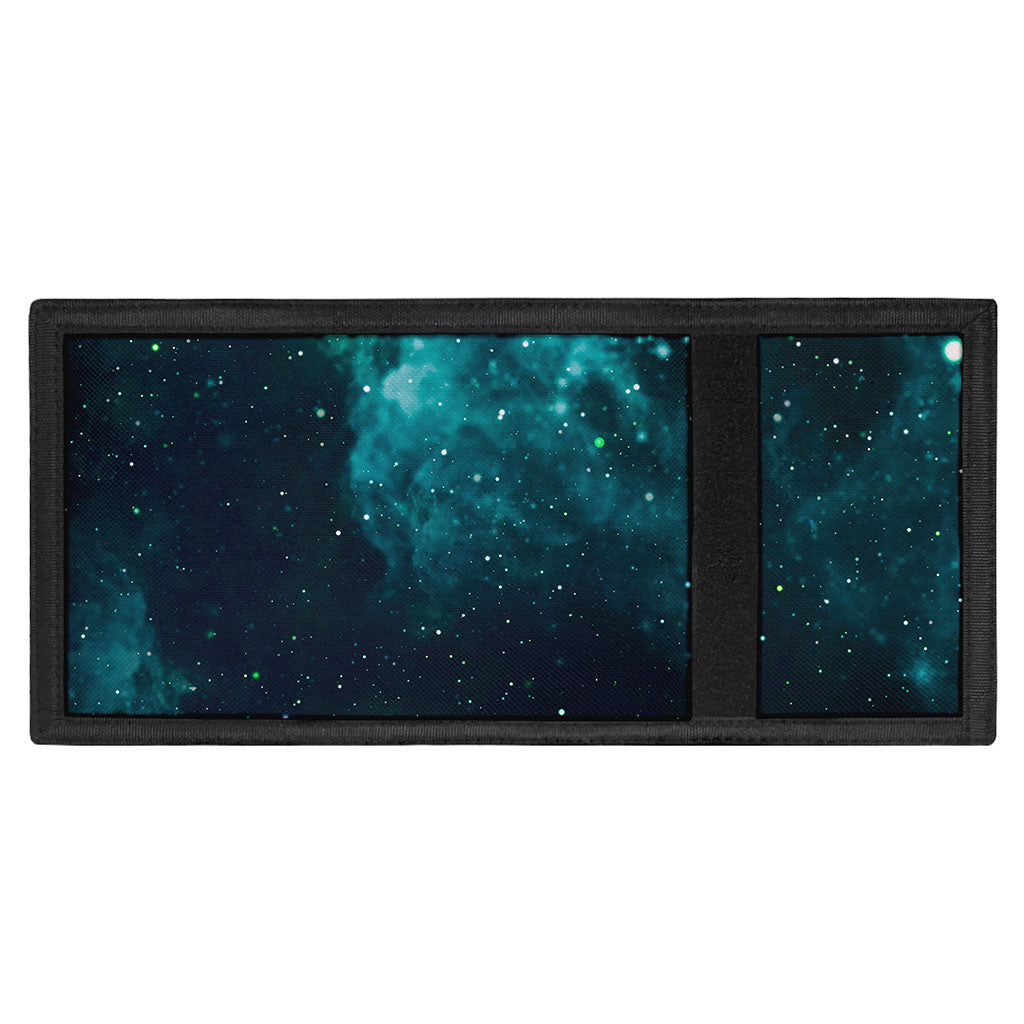 Dark Teal Galaxy Space Print Trifold Wallet