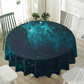 Dark Teal Galaxy Space Print Waterproof Round Tablecloth
