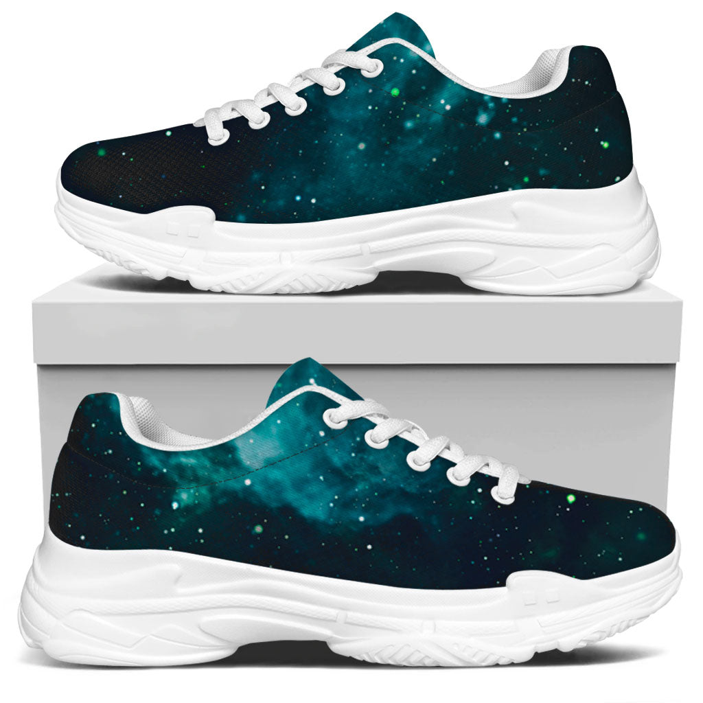 Dark Teal Galaxy Space Print White Chunky Shoes