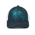 Dark Teal Galaxy Space Print White Mesh Trucker Hat