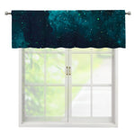 Dark Teal Galaxy Space Print Window Valance