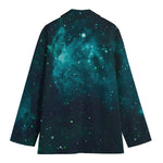 Dark Teal Galaxy Space Print Women's Cotton Blazer