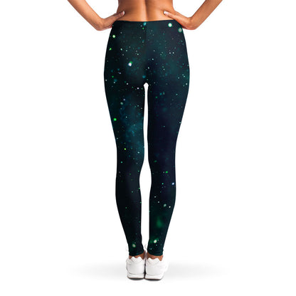 Dark Teal Galaxy Space Print Women's Leggings
