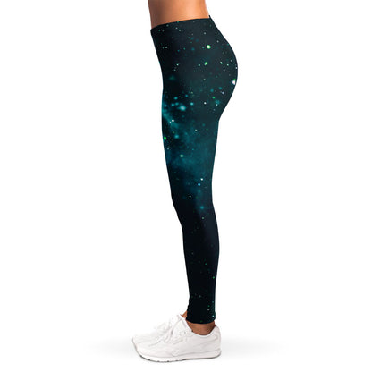 Dark Teal Galaxy Space Print Women's Leggings