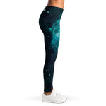 Dark Teal Galaxy Space Print Women's Leggings