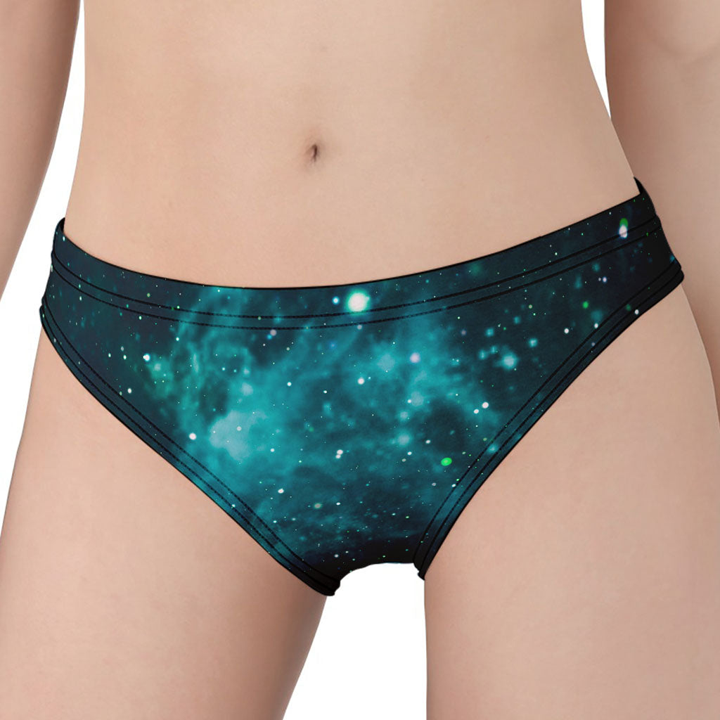 Dark Teal Galaxy Space Print Women's Panties