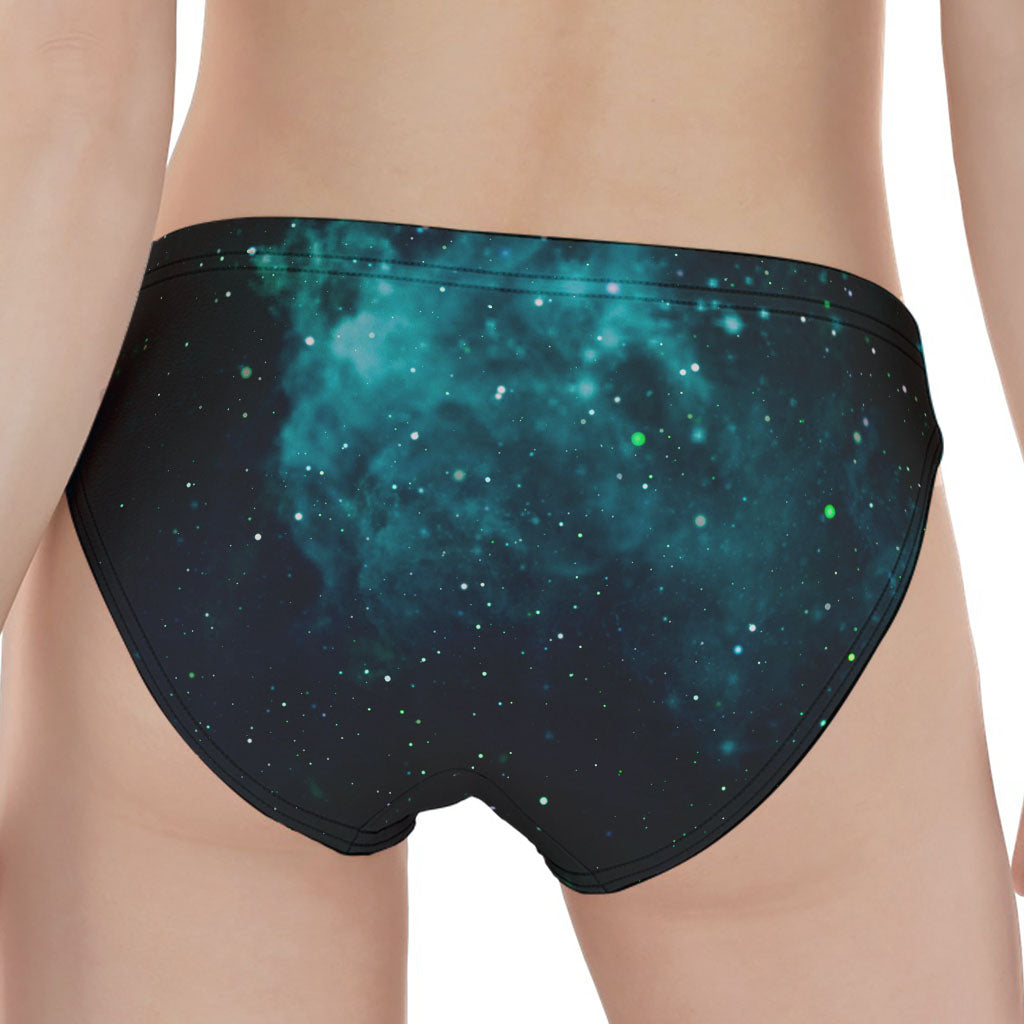 Dark Teal Galaxy Space Print Women's Panties