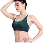 Dark Teal Galaxy Space Print Women's Sports Bra