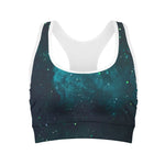 Dark Teal Galaxy Space Print Women's Sports Bra