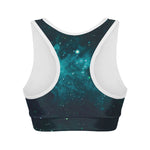 Dark Teal Galaxy Space Print Women's Sports Bra