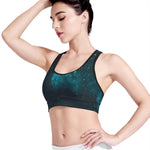 Dark Teal Galaxy Space Print Women's Sports Bra