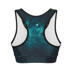 Dark Teal Galaxy Space Print Women's Sports Bra