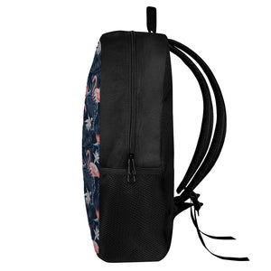 Dark Tropical Flamingo Pattern Print 17 Inch Backpack