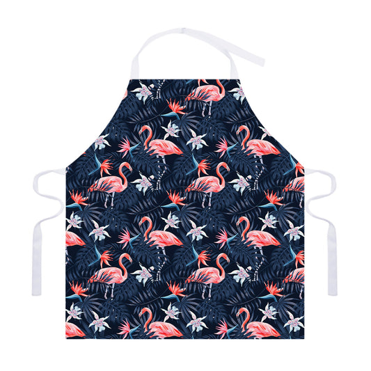 Dark Tropical Flamingo Pattern Print Adjustable Apron