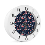 Dark Tropical Flamingo Pattern Print Alarm Clock