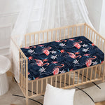 Dark Tropical Flamingo Pattern Print Baby Crib Sheet