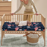 Dark Tropical Flamingo Pattern Print Baby Crib Sheet