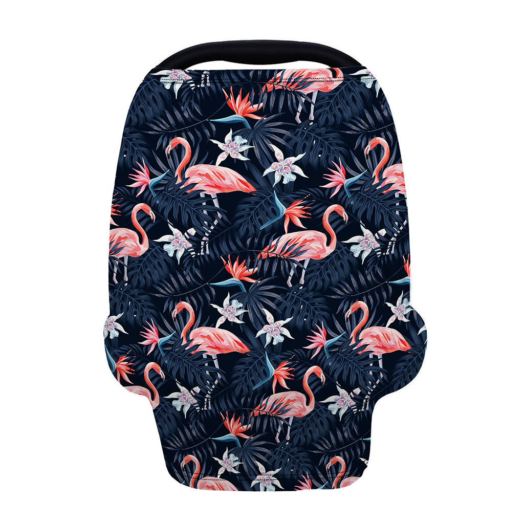 Dark Tropical Flamingo Pattern Print Baby Seat Cover