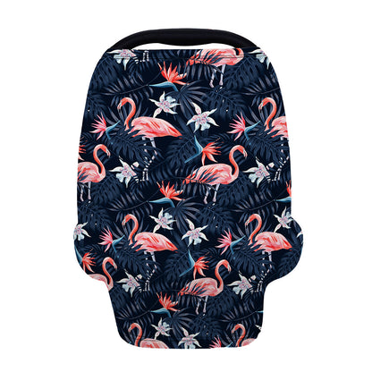 Dark Tropical Flamingo Pattern Print Baby Seat Cover