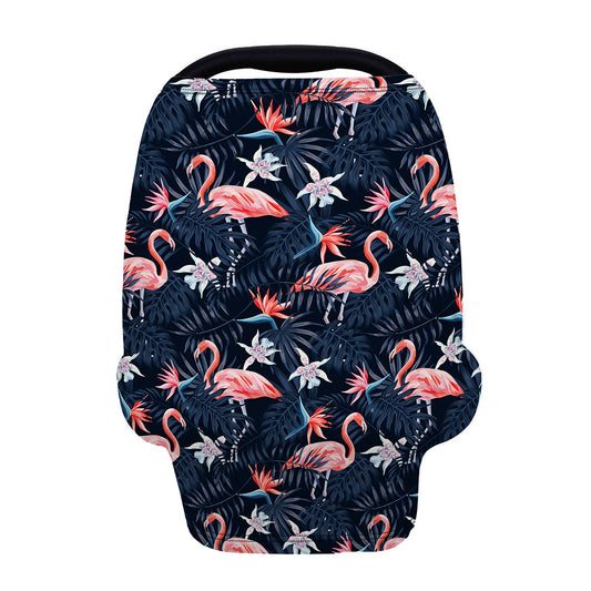 Dark Tropical Flamingo Pattern Print Baby Seat Cover