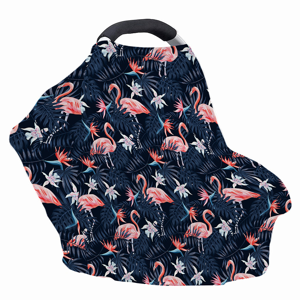Dark Tropical Flamingo Pattern Print Baby Seat Cover