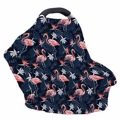 Dark Tropical Flamingo Pattern Print Baby Seat Cover