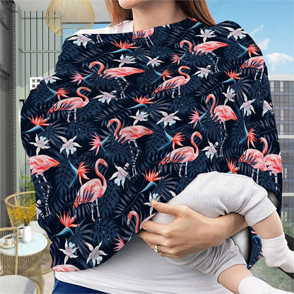 Dark Tropical Flamingo Pattern Print Baby Seat Cover