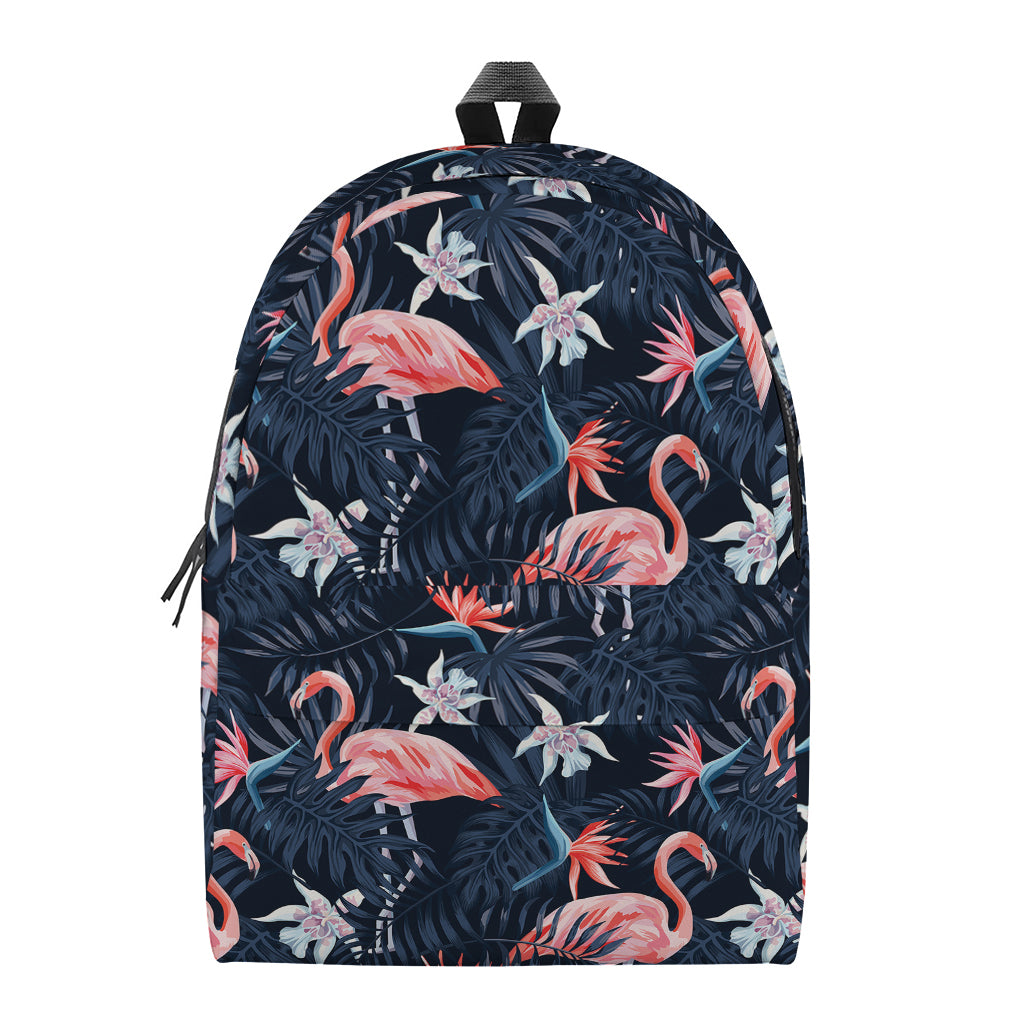 Dark Tropical Flamingo Pattern Print Backpack