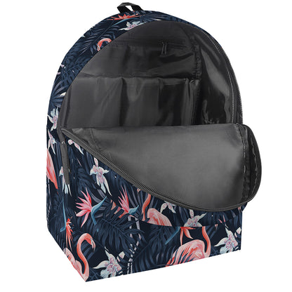 Dark Tropical Flamingo Pattern Print Backpack