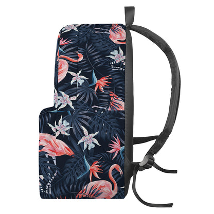 Dark Tropical Flamingo Pattern Print Backpack