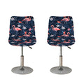 Dark Tropical Flamingo Pattern Print Bar Stool Covers