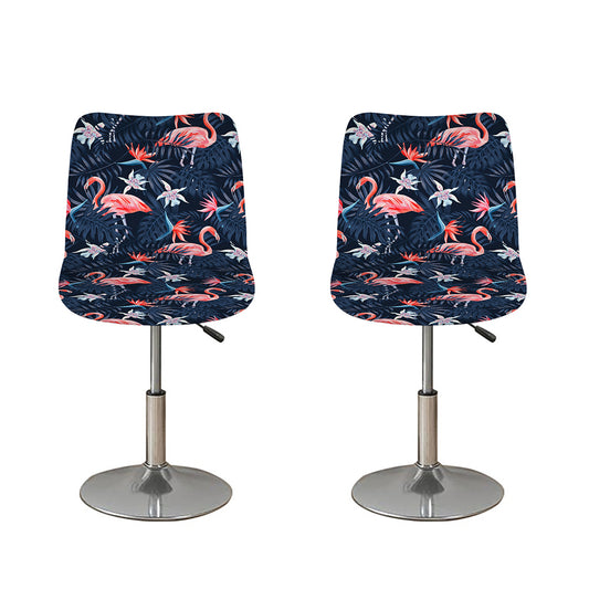 Dark Tropical Flamingo Pattern Print Bar Stool Covers