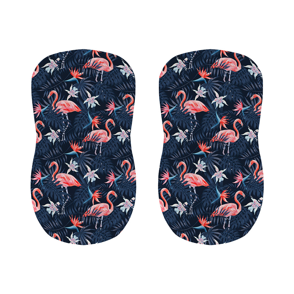 Dark Tropical Flamingo Pattern Print Bar Stool Covers