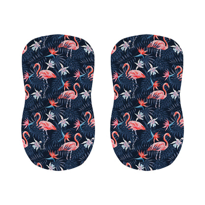 Dark Tropical Flamingo Pattern Print Bar Stool Covers