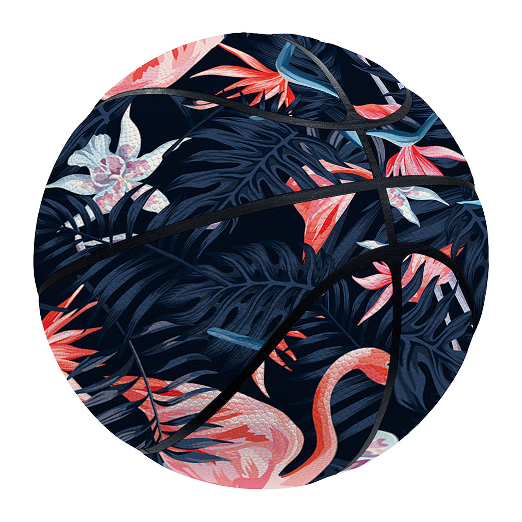 Dark Tropical Flamingo Pattern Print Basketball