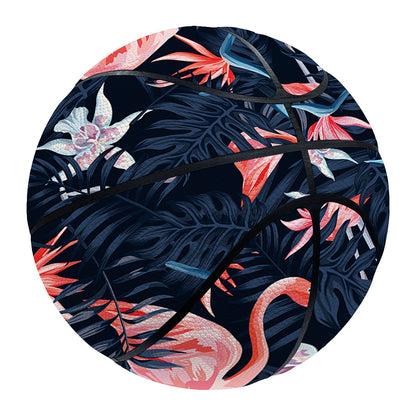 Dark Tropical Flamingo Pattern Print Basketball