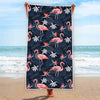 Dark Tropical Flamingo Pattern Print Beach Towel