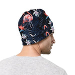 Dark Tropical Flamingo Pattern Print Beanie