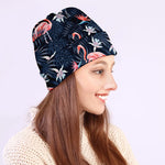 Dark Tropical Flamingo Pattern Print Beanie